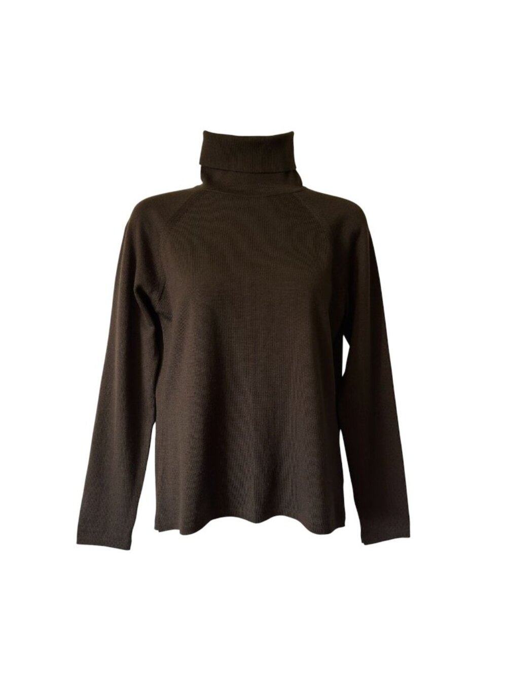 Vintage Womens Nordstrom Studio S Turtleneck Sweater Merino Wool Brown 90s Italy